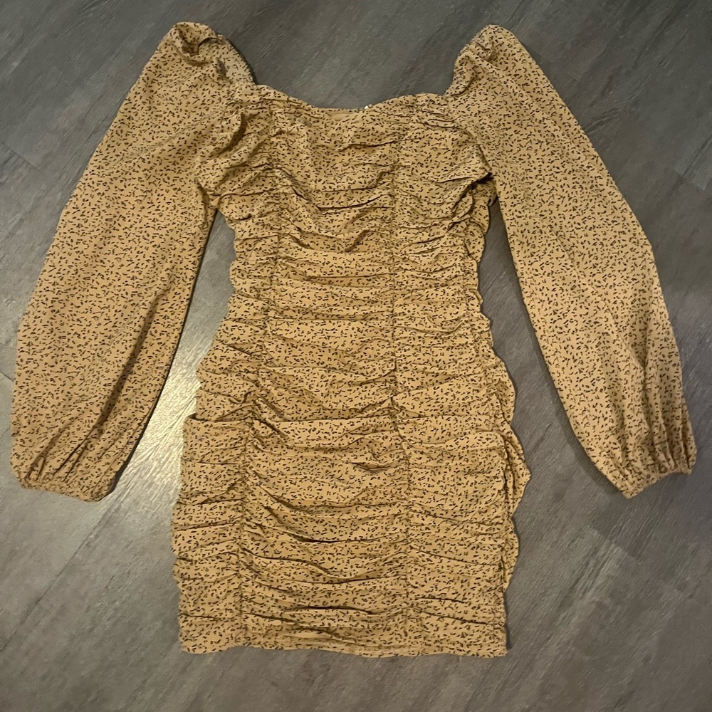 Light brown ruched dress